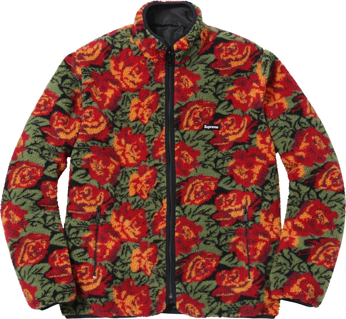 Roses Sherpa Fleece Reversible Jacket view 2